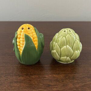 Ceramic Artichoke and Corn Salt and Pepper Shakers
